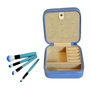 NEW - BWT Travel Jewelry Case with Make-Up Brush Set
